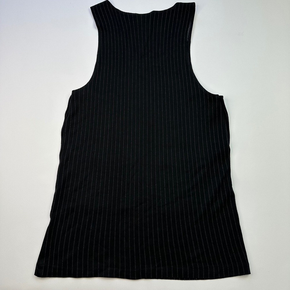 Vintage 90s Pinstripe Dress Mini Grunge Sleeveless Suspender Chain Size 7/8 - Picture 5 of 8